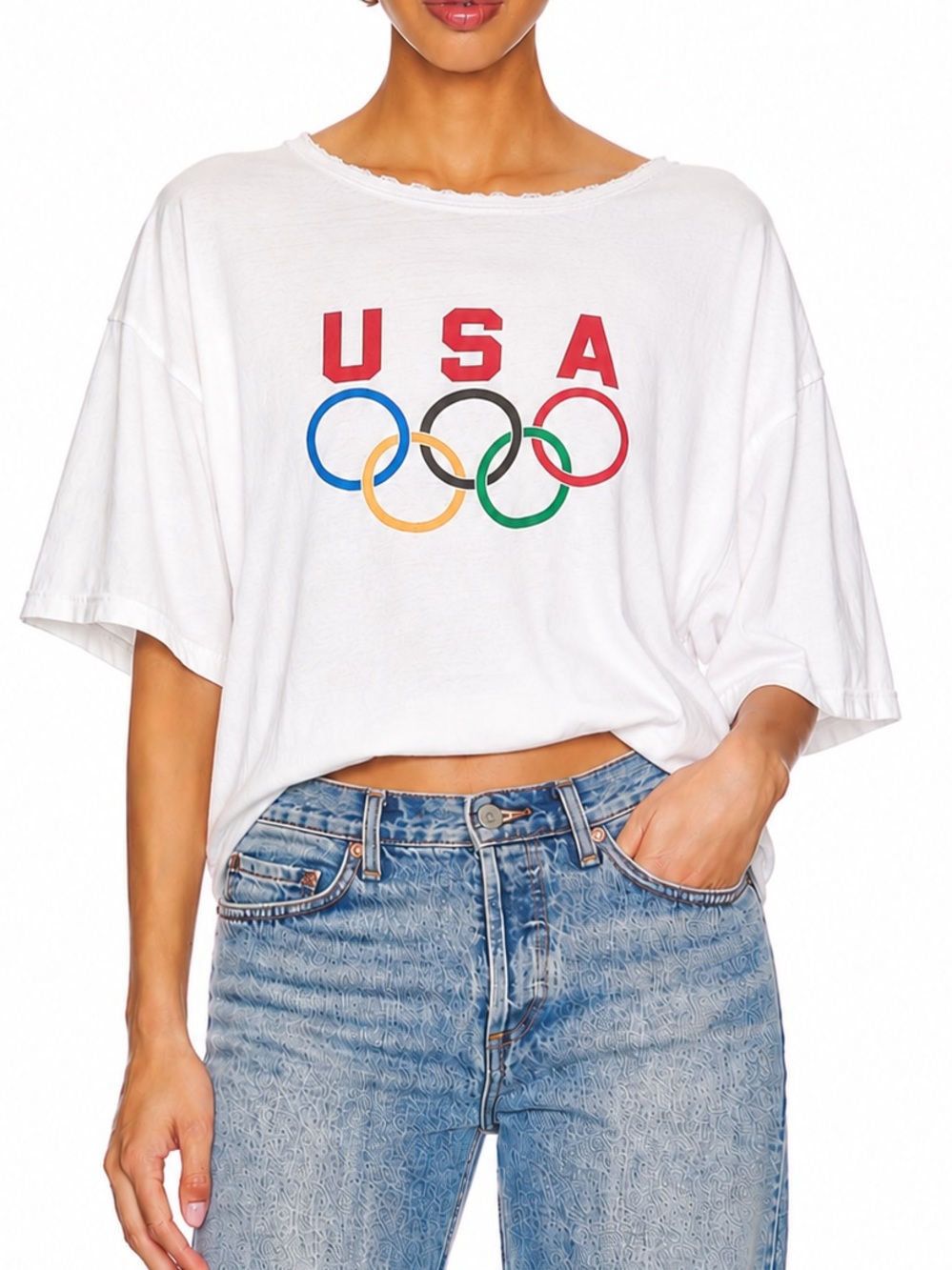 USA Olympic Rings Graphic Tee - White